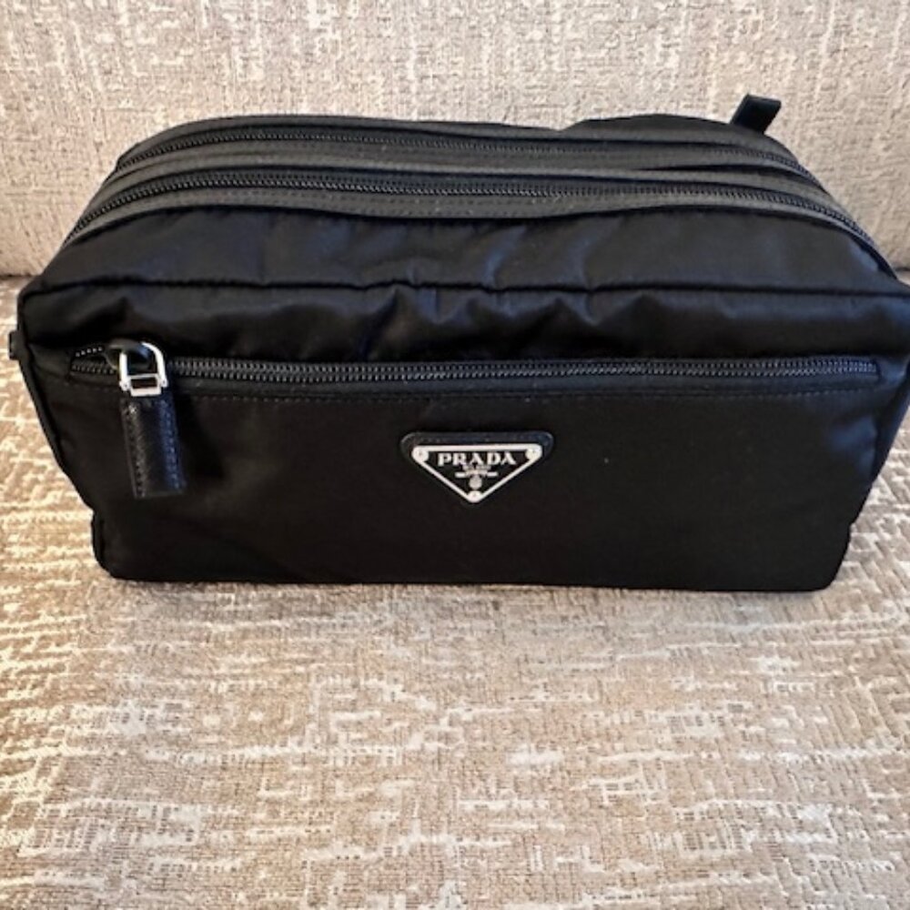 Unisex Prada Saffiano Leather and Nylon Lightweight Travel or Toiletry Kit